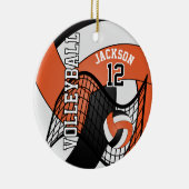 オレンジ、白、黒のパーソナライズされたバレーボール🏐💖 セラミックオーナメント (右)