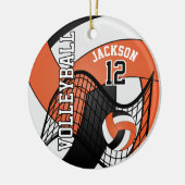 オレンジ、白、黒のパーソナライズされたバレーボール🏐💖 セラミックオーナメント (左)