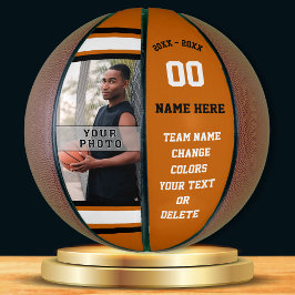 オレンジ、白、黒のフォトバスケットボールパーソナライズされたの順 バスケットボール