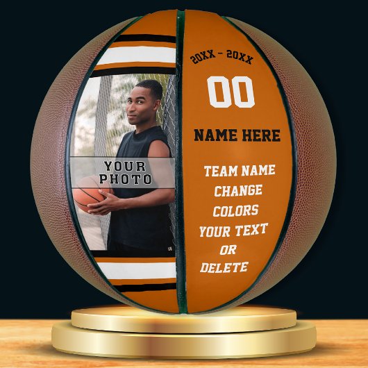 オレンジ、白、黒のフォトバスケットボールパーソナライズされたの順 バスケットボール