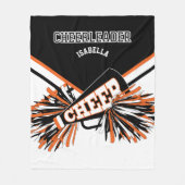 オレンジ、白、黒 – チアリーダー📣 フリースブランケット (正面)