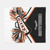 オレンジ、白、黒 – チアリーダー📣 フリースブランケット (正面(横))