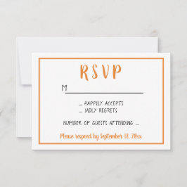 オレンジ 秋 極簡 ウェディング パーティー 出欠カード