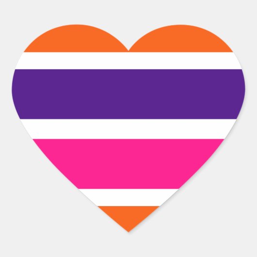 オレンジ、紫、ピンクのストライプ ハートシール (正面)
