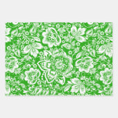 オレンジ、紫、緑の白ヴィンテージダマスク ラッピングペーパーシート (正面3)