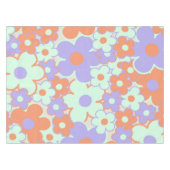 オレンジ 紫 青 レトロ Y2K 1970年代 花柄 テーブルクロス (正面(横))