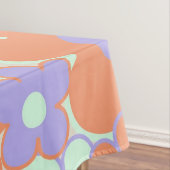 オレンジ 紫 青 レトロ Y2K 1970年代 花柄 テーブルクロス (インサイチュ)