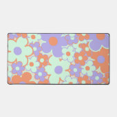 オレンジ 紫 青 レトロ Y2K 1970年代 花柄 デスクマット (正面)