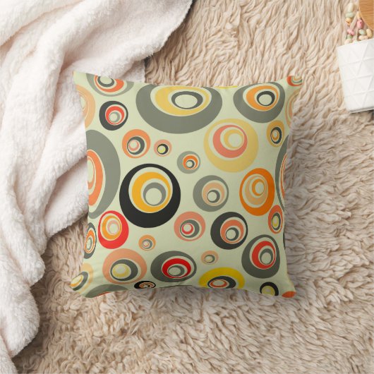 オレンジ、緑および黄色の円 クッション (ブランケット)