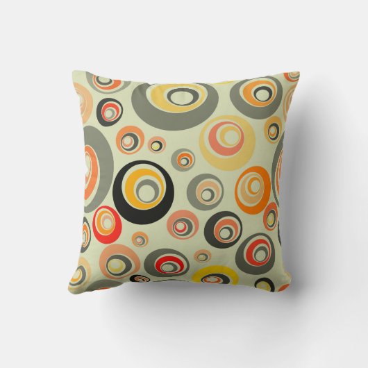 オレンジ、緑および黄色の円 クッション (裏面)