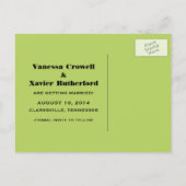 オレンジ/緑のファンシーアールデコ日付ポストカードの保存 案内ポストカード (裏面)