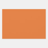 オレンジ、緑の離れ花と白の花模様 ラッピングペーパーシート (正面3)