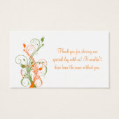 オレンジ、緑、および白のフローラメッセージカード (裏面)