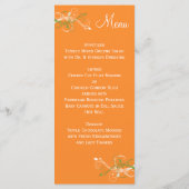 オレンジ、緑、および白のフローラ・メニュー・カード メニュー (裏面)
