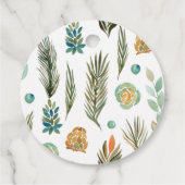 オレンジ、緑、および茶色のフローラ優先メッセージカード フェイバータグ (裏面)