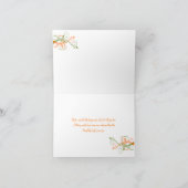 オレンジ 緑 白 花柄 フォト ありがとう カード (内部)