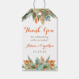 オレンジ、緑、茶色のフローラカスタムギフトラベル ギフトタグ