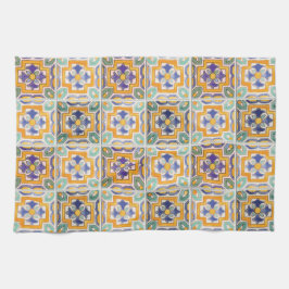 オレンジ – 緑 – 青タイルのキッチンタオル キッチンタオル