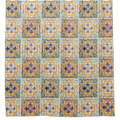 オレンジ – 緑 – 青タイルのシャワーカーテン シャワーカーテン (正面)