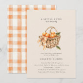 オレンジ 花 かわいい 赤ちゃん歓迎 シャワ  案内 招待状 (正面/裏面)