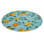 オレンジ、花：テキスタイルのシームレスなパターン。 カッティングボード (角)