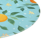 オレンジ、花：テキスタイルのシームレスなパターン。 カッティングボード (角)