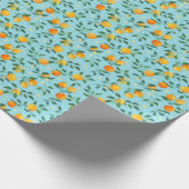 オレンジ、花：テキスタイルのシームレスなパターン。 ラッピングペーパー (角)