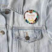 オレンジ、茶色がかった鋼色のベビーシャワーボタンがあるお父さん 缶バッジ (インサイチュ)