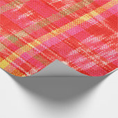 オレンジ、赤と白のイカットのdeisgn ラッピングペーパー (角)