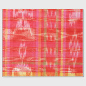 オレンジ、赤と白のイカットのdeisgn ラッピングペーパー (フラット)