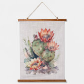 オレンジ/赤サボテン 吊り下げ型タペストリー (正面)