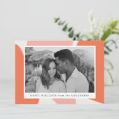 オレンジ&赤面抽象芸術シェイプホリデーフォトカード シーズンカード (スタンド正面)