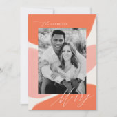 オレンジ&赤面抽象芸術シェイプホリデーフォトカード シーズンカード (正面)