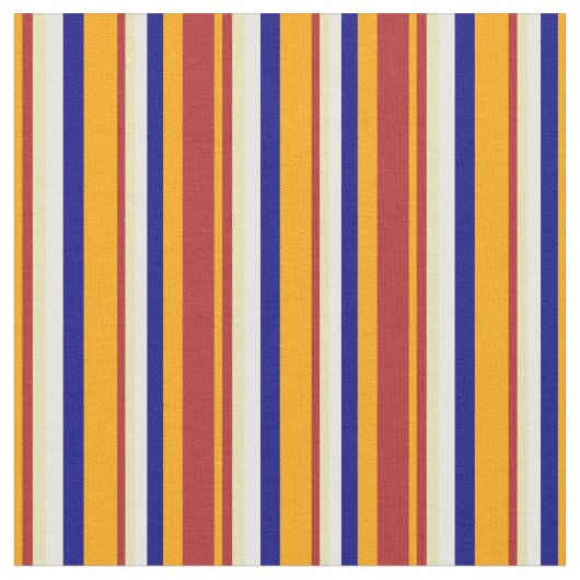 オレンジ、赤、タン、白、青の色の線 ファブリック (クローズアップ)