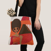 オレンジ、赤、茶色の肩トート トートバッグ (クローズアップ)