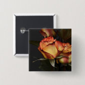 オレンジ、赤、黄色のバラ 缶バッジ (正面&裏面)