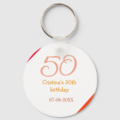 オレンジ+赤+50歳+誕生日+記念日+名前+日付 キーホルダー (裏面)