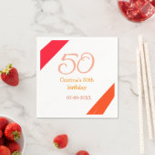 オレンジ＋赤＋50歳＋誕生日＋記念日＋名前＋日付 スタンダードカクテルナプキン (インサイチュ)