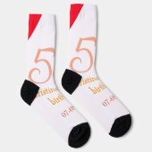 オレンジ＋赤＋50歳＋誕生日＋記念日＋名前＋日付 ソックス (右)
