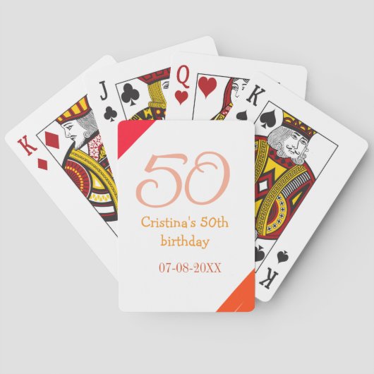 オレンジ＋赤＋50歳＋誕生日＋記念日＋名前＋日付＋p トランプ (裏面)