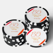 オレンジ＋赤＋50歳＋誕生日＋記念日＋名前＋日付＋p ポーカーチップ (積み重ね)