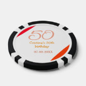 オレンジ＋赤＋50歳＋誕生日＋記念日＋名前＋日付＋p ポーカーチップ (シングル)