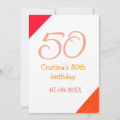 オレンジ+赤+50歳+誕生日+記念日+名前+日付+P 招待状 (裏面)