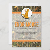 オレンジ-迷彩柄とムースの誕生日パーティーの招待 招待状 (正面)