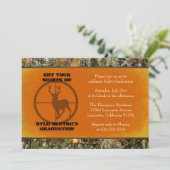 オレンジ-迷彩柄の卒業案内 招待状 (スタンド正面)