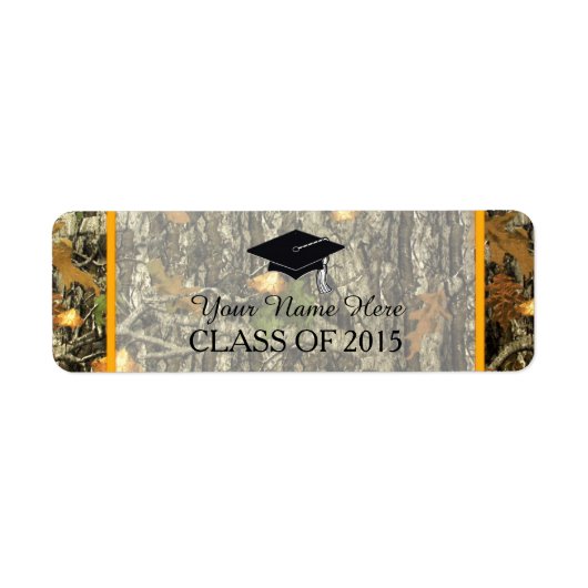 オレンジ&迷彩柄卒業ラベル ラベル (正面)