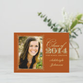 オレンジ、金ゴールドクラス2014写真卒業招待状 招待状 (スタンド正面)