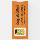 オレンジ&金ゴールドグラード | 編集可能な色 | 卒業 横断幕 (縦)