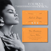 オレンジ、金ゴールドデコー縁どルとスパークルダイヤモンド 名刺