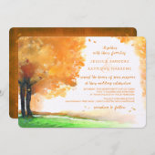 オレンジ&金ゴールド秋木水彩結婚の 招待状